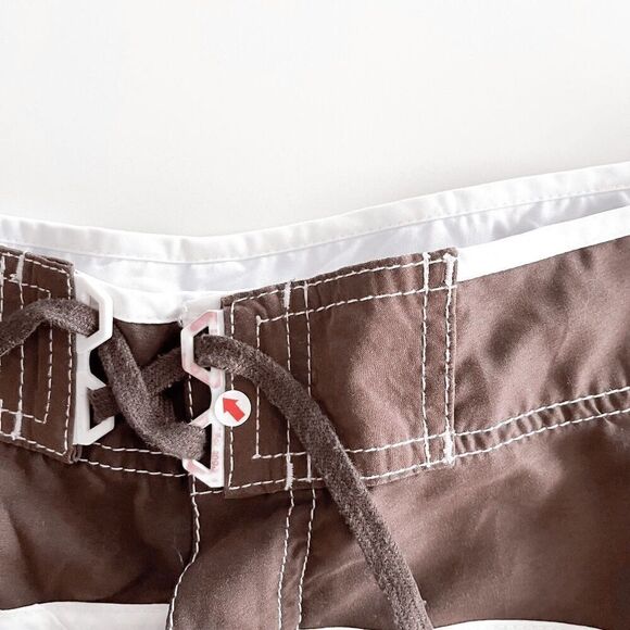 Billabong Mens Board Shorts Plaid Embroidered Signature Trunks Brown Sz 36 - Picture 10 of 10